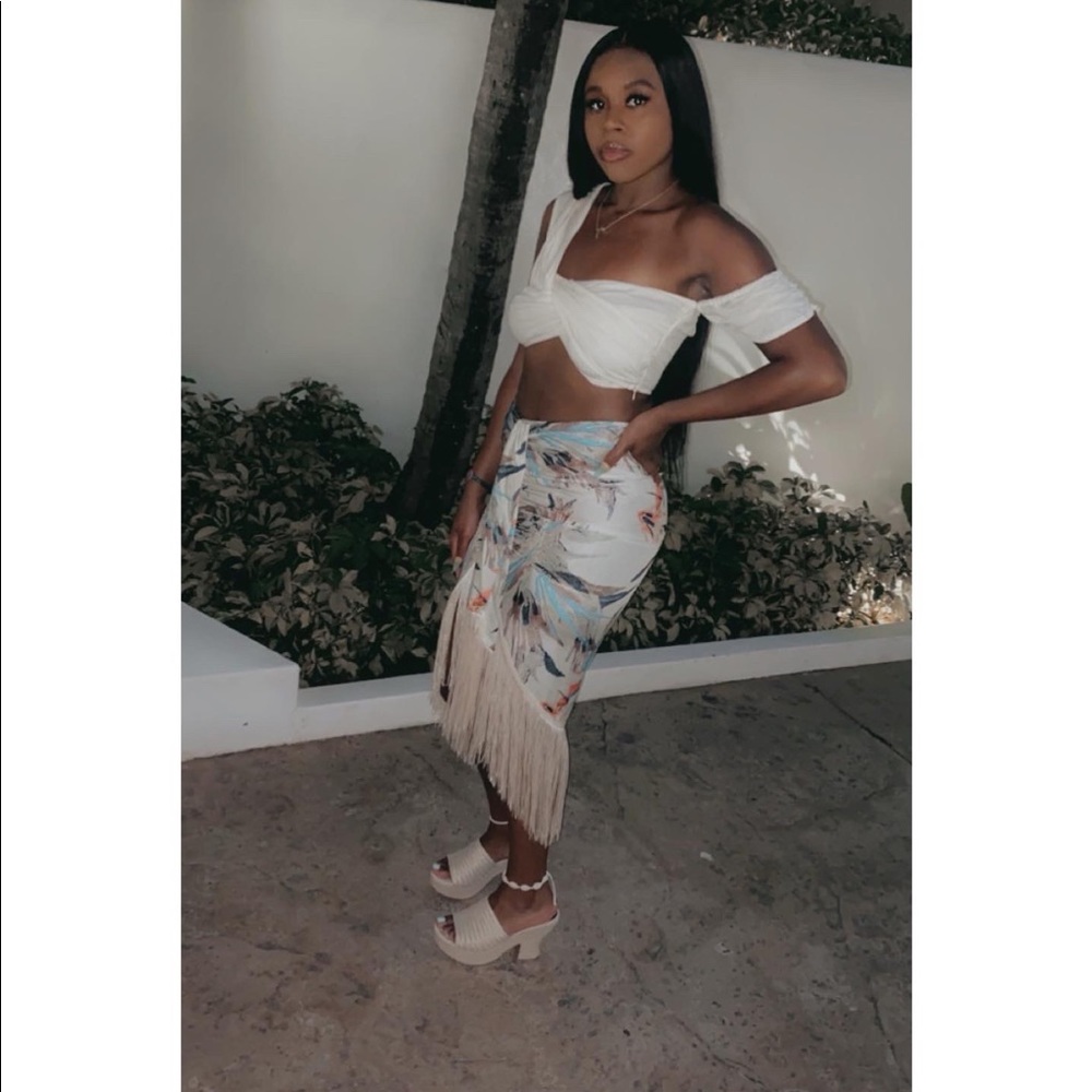 Tropical skirt with shirt set
